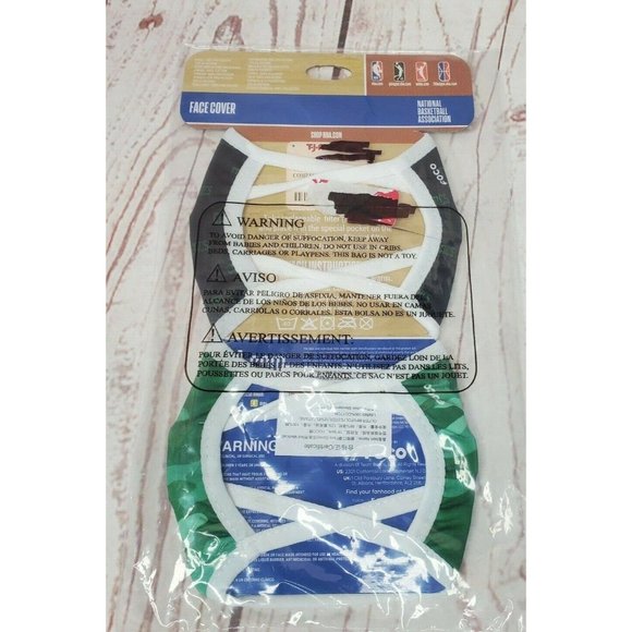NBA Boston Celtics Polyester Face Cover Mask 2 Pack With Pocket For Filter - Picture 5 of 9